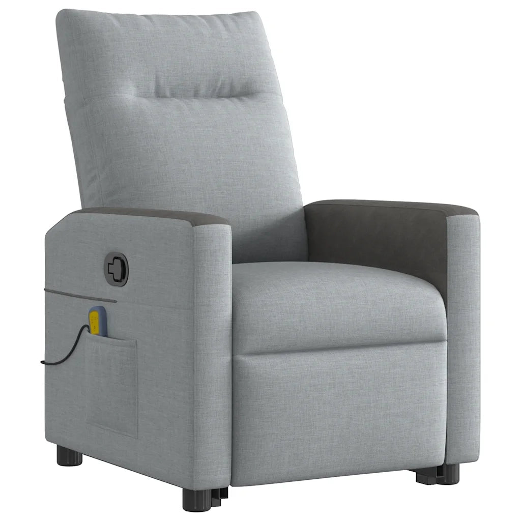 Poltrona Alzapersona Massaggi Reclinabile Grigio Chiaro Tessuto 3324059