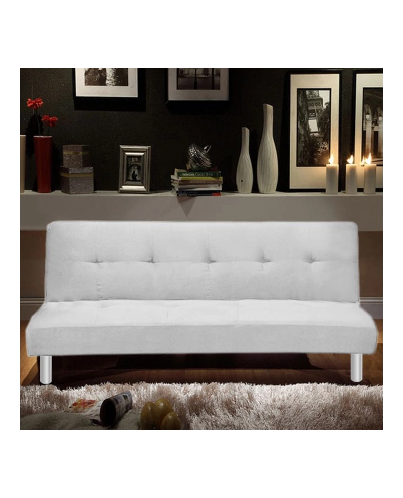 Divano letto 3 posti, reclinabile in microfibra bianco 180 cm Sicorage Soffy