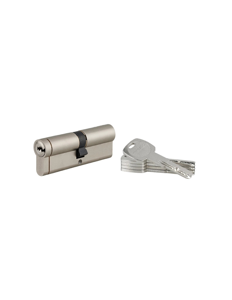 Cilindro europeo Transit 1 45 x 50 mm, nichelato, funzione emergenza, 5 chiavi – THIRARD