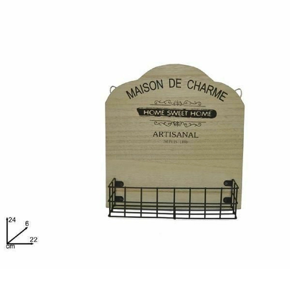Trade Shop - Appendino Da Parete Con Mensola In Legno Metallo Decorazione Casa 24 X 22 X 6 Cm -