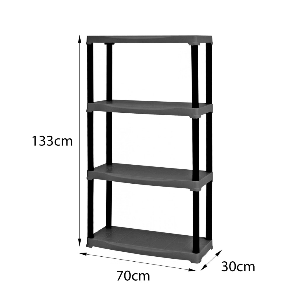 Scaffale a 2 ripiani in Akay, Scaffalatura multiuso per interno o esterno, 100% Made in Italy, cm 70x30h133, colore Antracite