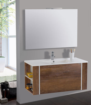 Mobile da Bagno Sospeso 100cm Mazzoni Gold Noce Scuro Frassinato