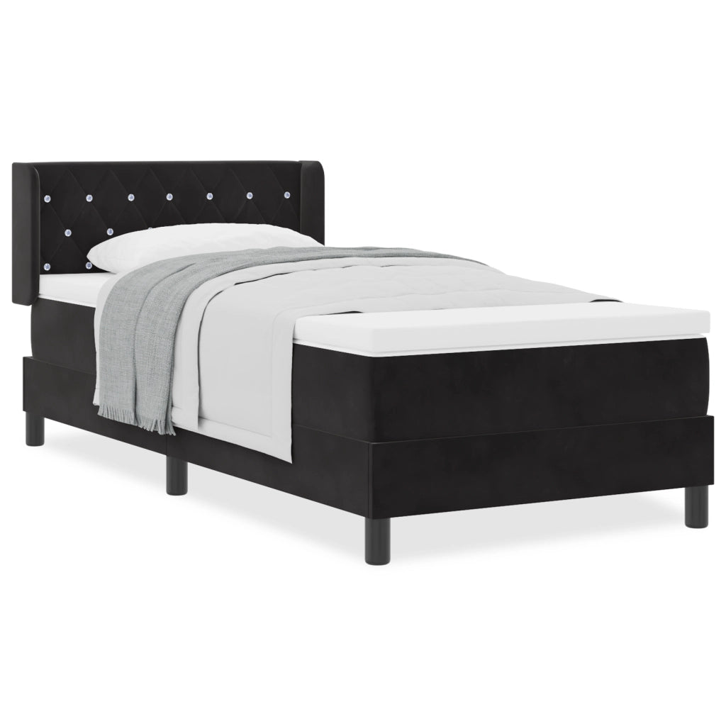 Letto Box Spring con Materasso Nero 100x200 cm Velluto