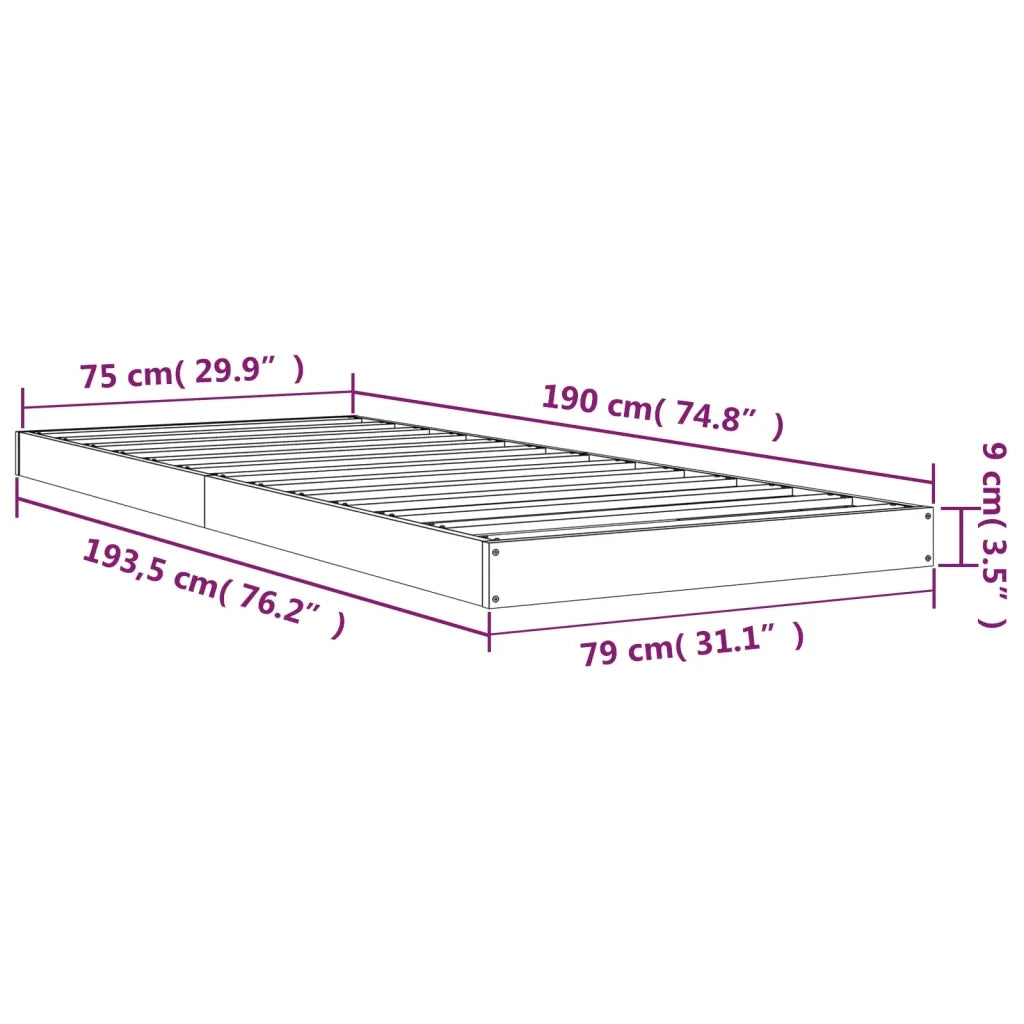 Giroletto Nero 75x190 cm Small Single in Legno Massello di Pino 823488