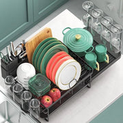 Afdriiprek per estensione per cucina - Servizio da tavola estensibile con bicchieri da vino in vetro - Supporti per posate.