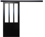Officina di porte scorrevoli con vetro trasparente rivestito di nero H204 x L93 + binario nero