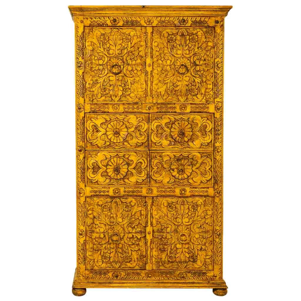 Armadio in legno artigianale giallo 102x44x183h cm