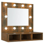 Mobile a Specchio | Armadio da bagno con LED Rovere Fumo 60x31,5x62 cm