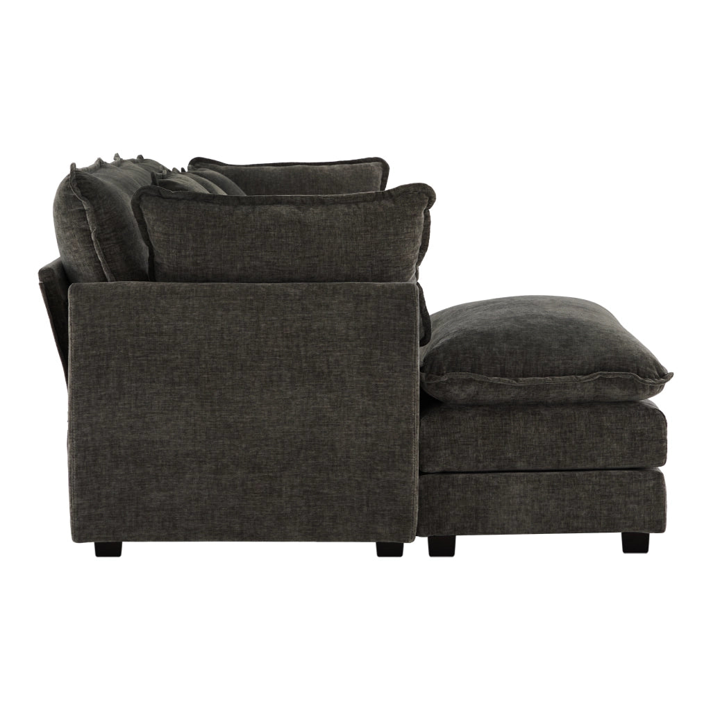 Divano Angolare 3 Posti in Tessuto Chenille con Poggiapiedi ¨C MINIMAL ¨C Grigio