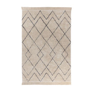Tappeto Alena in cotone a pelo corto beige e blu navy