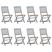 Sedie da Giardino Pieghevoli 8 pz con Cuscini Massello Acacia cod mxl 72236