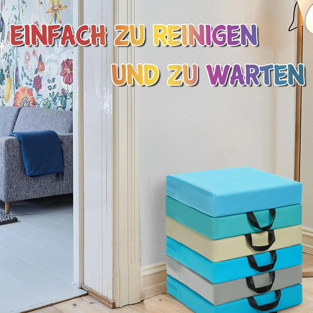 Tappeto per Bambini 6 Pezzi, Tappeto da Terra Cuscino Yoga Meditazione, per Camera da Letto e Salotto, Moderno 38x38x8cm