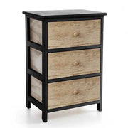 CASSETTIERA IN LEGNO CON 3 CASSETTI COLORE NERO E NATURALE 40 X 29 X 58 CM