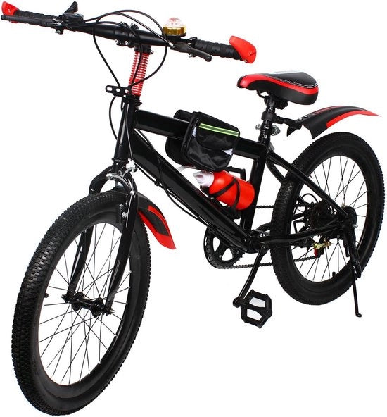 Bicicletta per bambini 20 pollici - Bicicletta da montagna per bambini - Biciclette per esterni - Freni a disco doppio - 7 velocità - Rosso