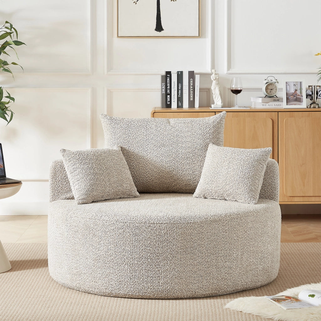 Fauteuil modulare in ciniglia senza montaggio con cuscino schienale cilindrico, morbido khaki 33 × 33 × 133 cm