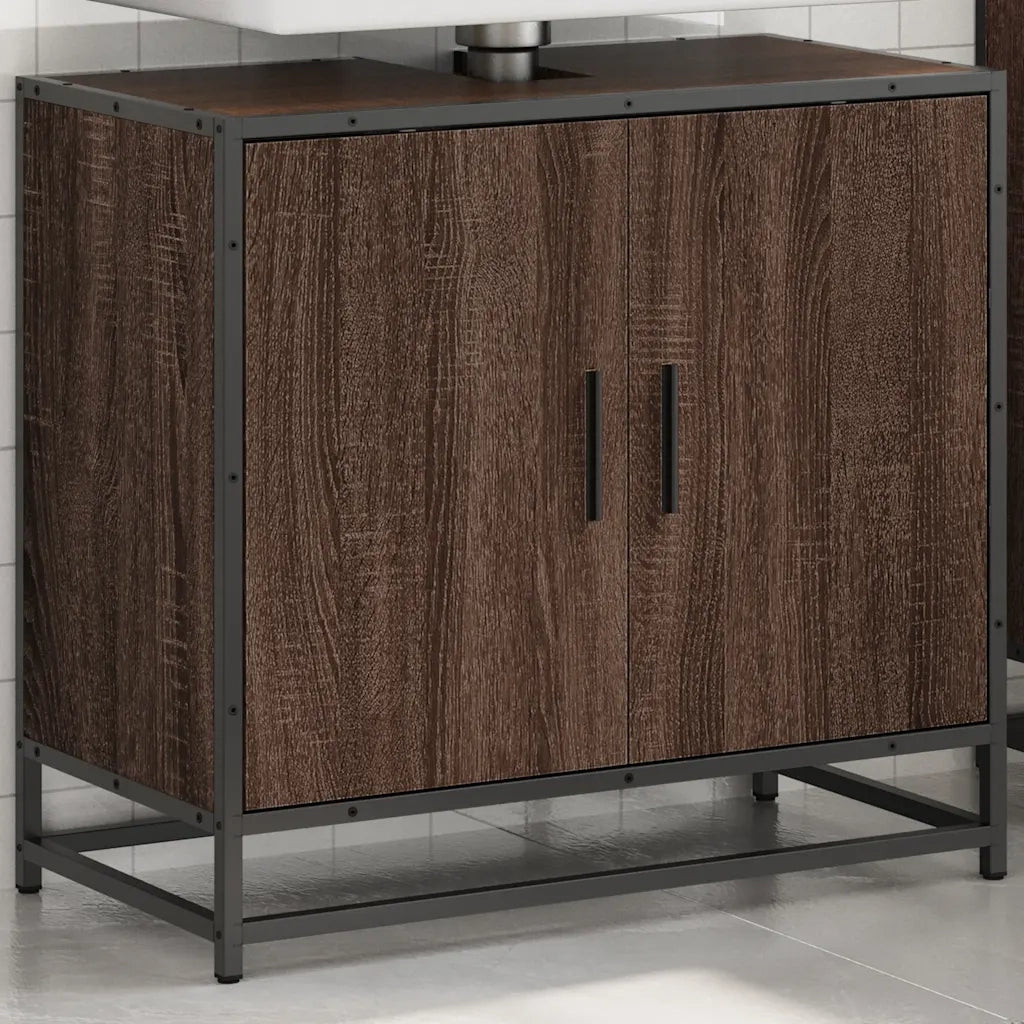 vidaXL Mobile Lavabo Bagno Rovere Marrone 65x33x60cm Legno Multistrato