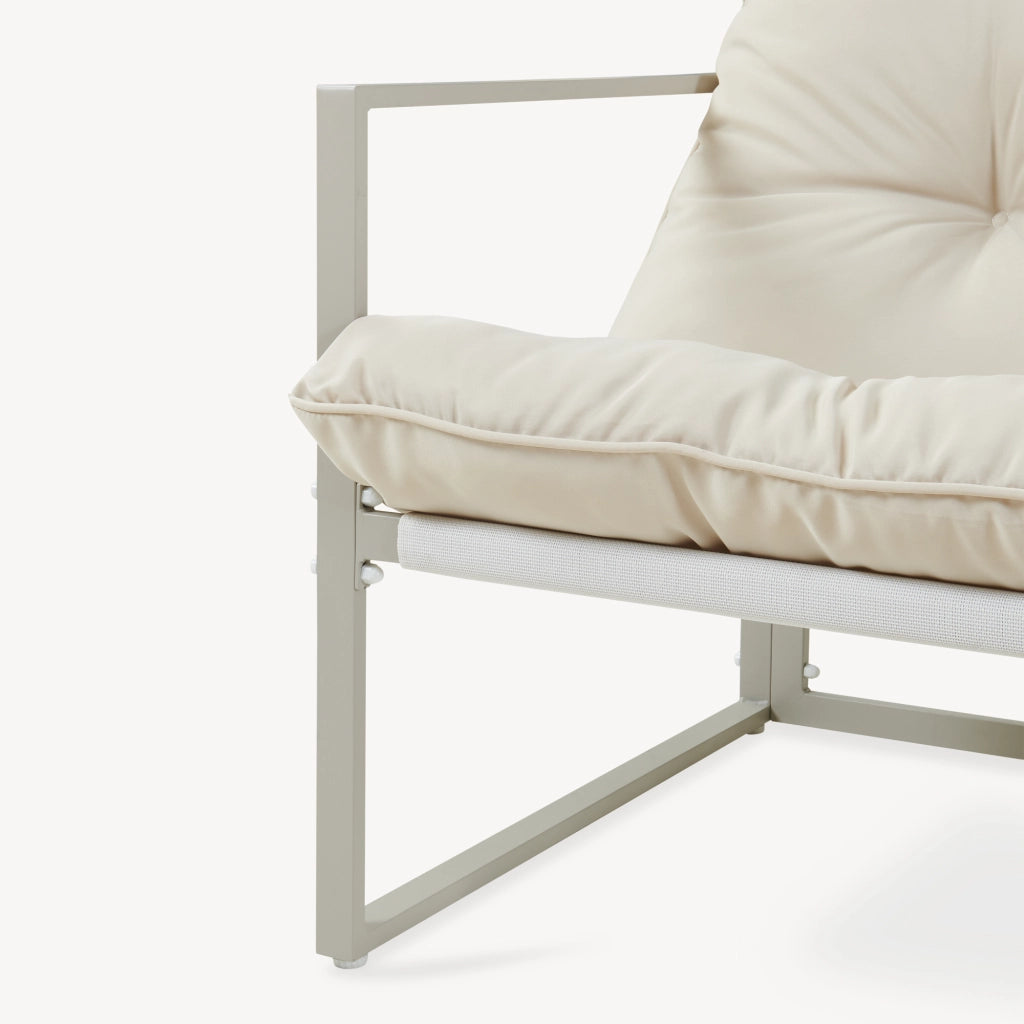 Set Salottino da Giardino Karg di 3 Mobili Tavolino con Piano in Vetro e 2 Poltrone - Beige casa.pro