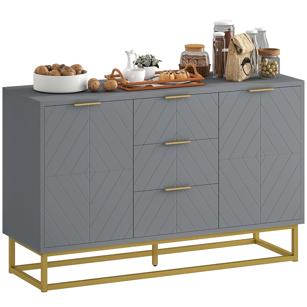 Mobile TV con 3 cassetti e 2 ante ¨C zephmum ¨C grigio 120x40x76 cm