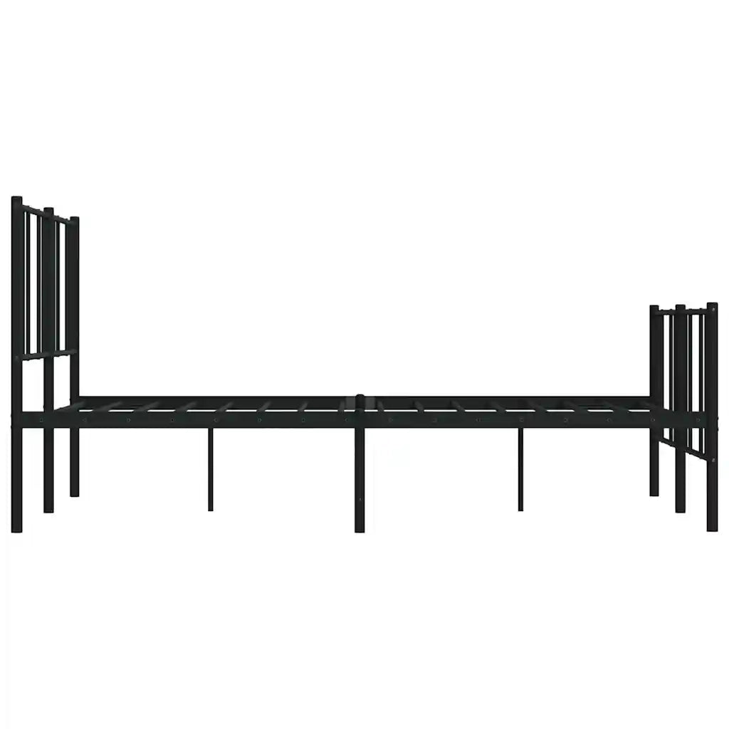 Giroletto con Testiera e Pediera-Struttura Letto Metallo Nero 135x190 cm 518006