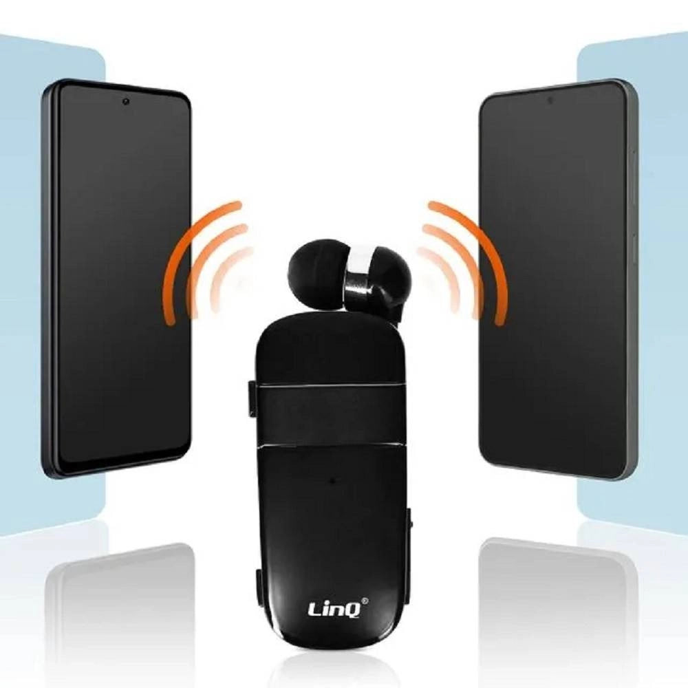 Trade Shop - Mono Auricolare Stereo Bluetooth Con Clip-on Retrattile R8344 Autonomia 10 Ore -