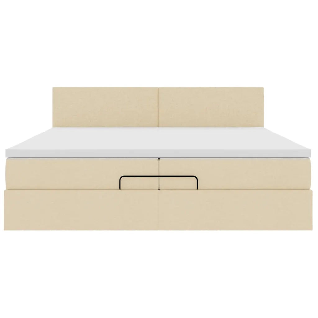 vidaXL Struttura Letto Pouf con Materassi Crema 200x200 cm in Tessuto