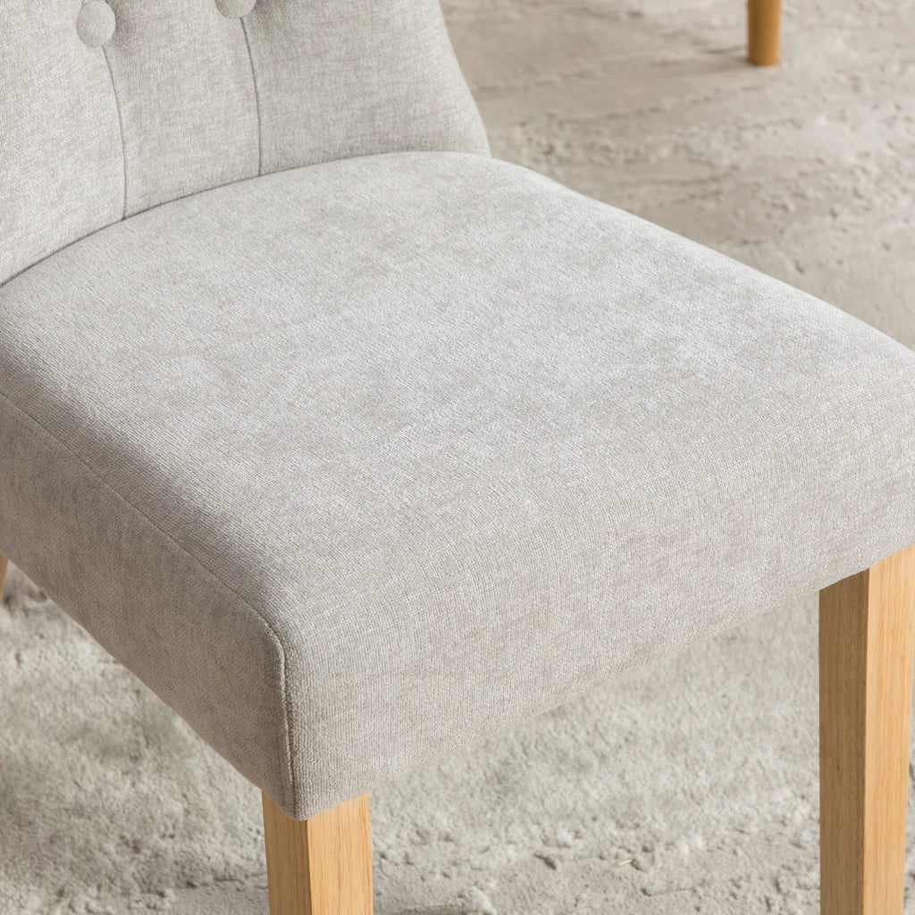 Set di 2 sedie da pranzo, gambe in legno massello, sedute imbottite, tessuto chenille, grigio