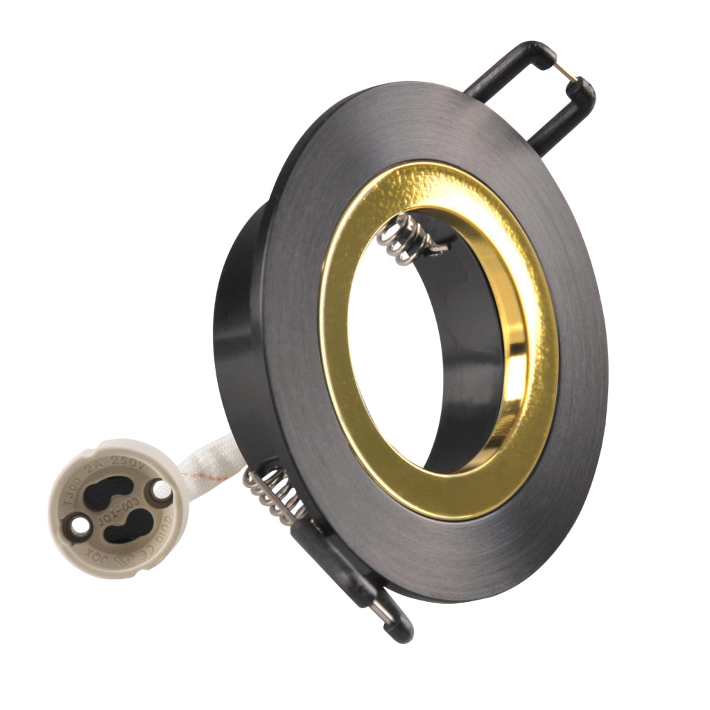 Faretto incasso tondo nero/oro GU10 Polux Febe 323323