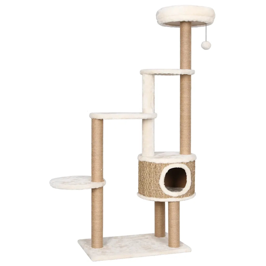 Albero per Gatti con Cuscino Lusso e Tiragraffi 148cm in Giunco CFW6404057