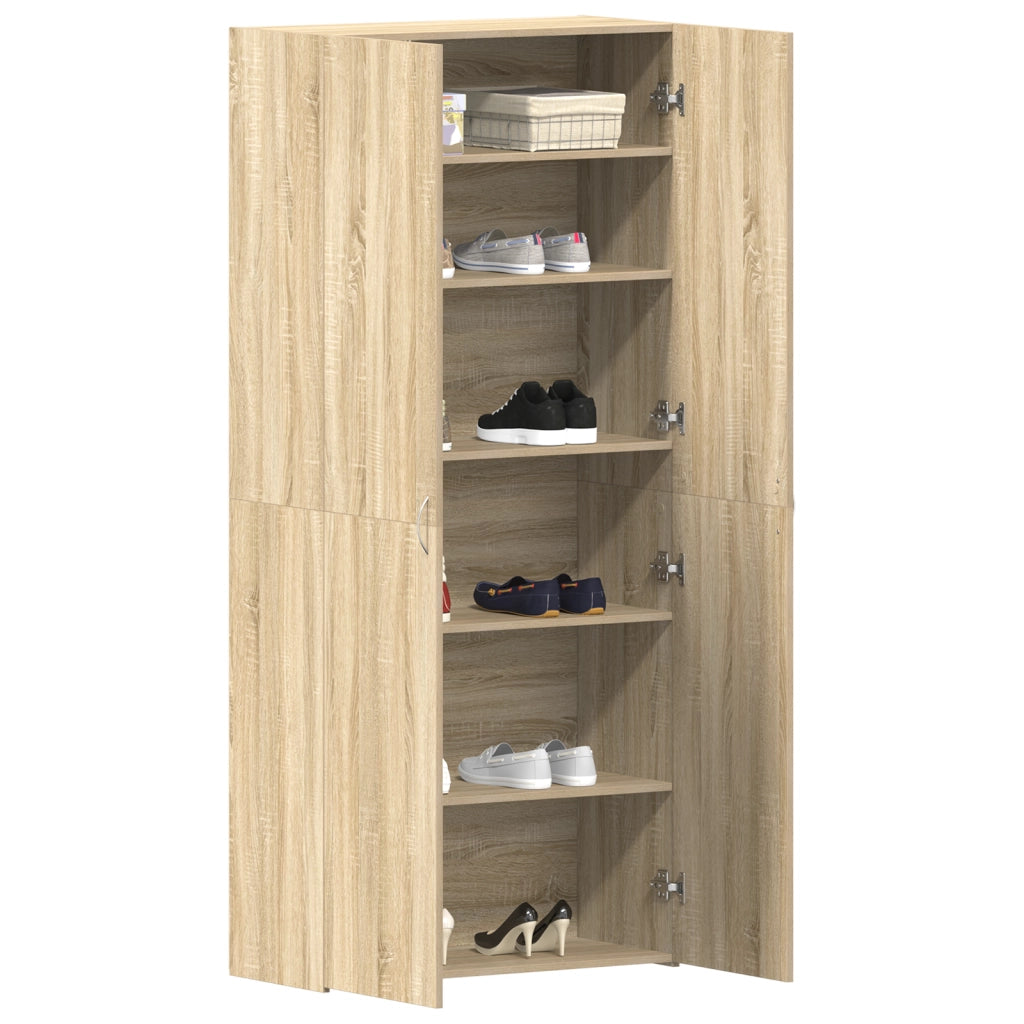 Mobile per scarpe Rovere Sonoma 80x35,5x180 cm Legno ingegnerizzato