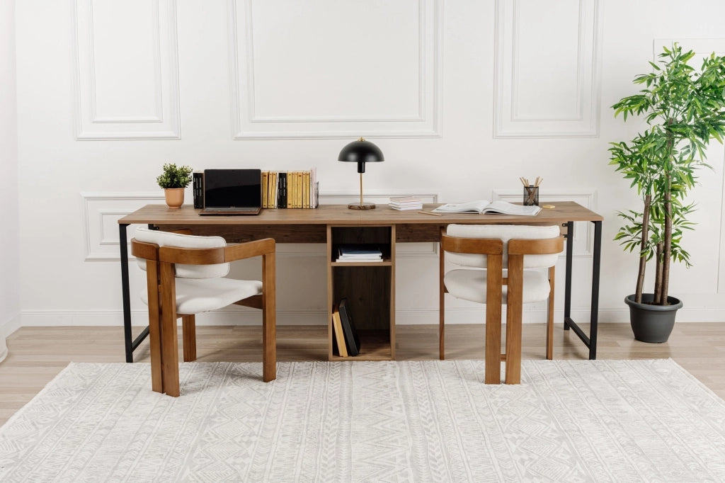 Scrivania in legno "Twin Study Desk" - 240 x 60 x 74 cm - Pino Atlantico Nero