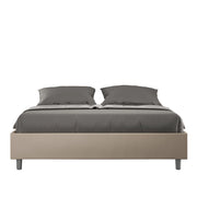Letto Matrimoniale 160x200 cm con Rete e Contenitore Giroletto con Alzata Comoda Imbottito in Similpelle Azelia Tortora