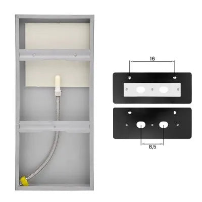 Soffione doccia a sbalzo 22x50 cm nero opaco in acciaio inox