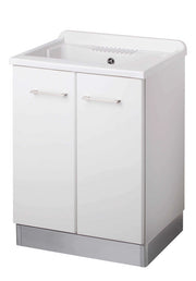 Mobile LAVATOIO in LEGNO a 2 ante - 60x60 (H.85) c/vasca in PP e asse LEGNO - CR - COL: BIANCO LUCIDO