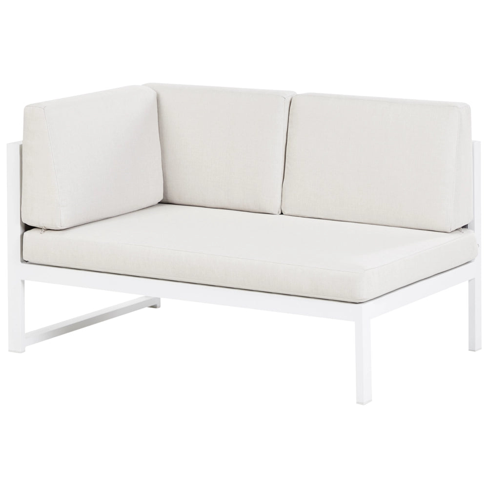 Set da salotto da giardino con tavolino bianco in alluminio bianco sporco con cuscini e tavolino stile moderno esterno