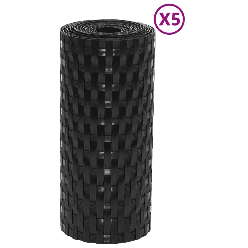 Schermi da Balcone 5 pz | Paravento Neri 255x19 cm in Polyrattan