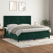 Giroletto a Molle con Materasso Verde Scuro 200x200 cm Velluto 3142986
