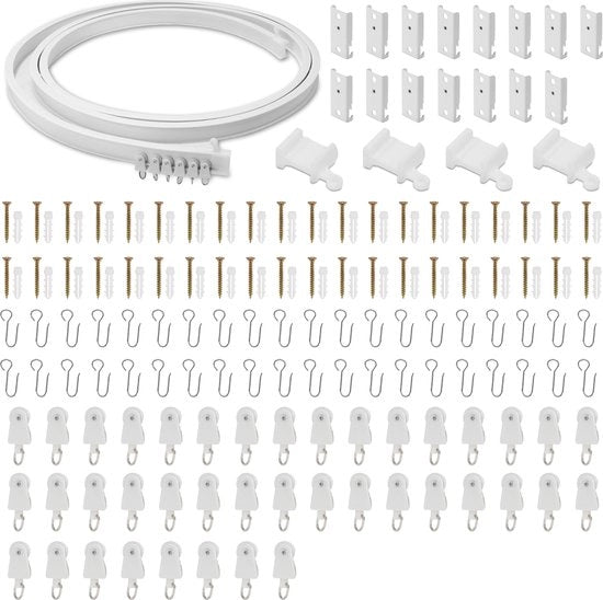 Set di supporto per tenda premium - Bianco - Montaggio soffitto - Flessibile - Montaggio semplice e diretto - 5 metri