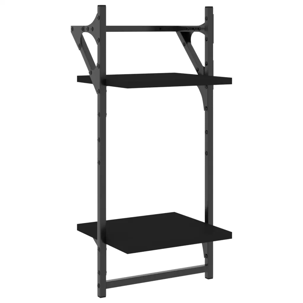 4 pz Set Mensole da Parete | Scaffali a Parete | Ripiano a parete con Aste Nero in Legno Multistrato