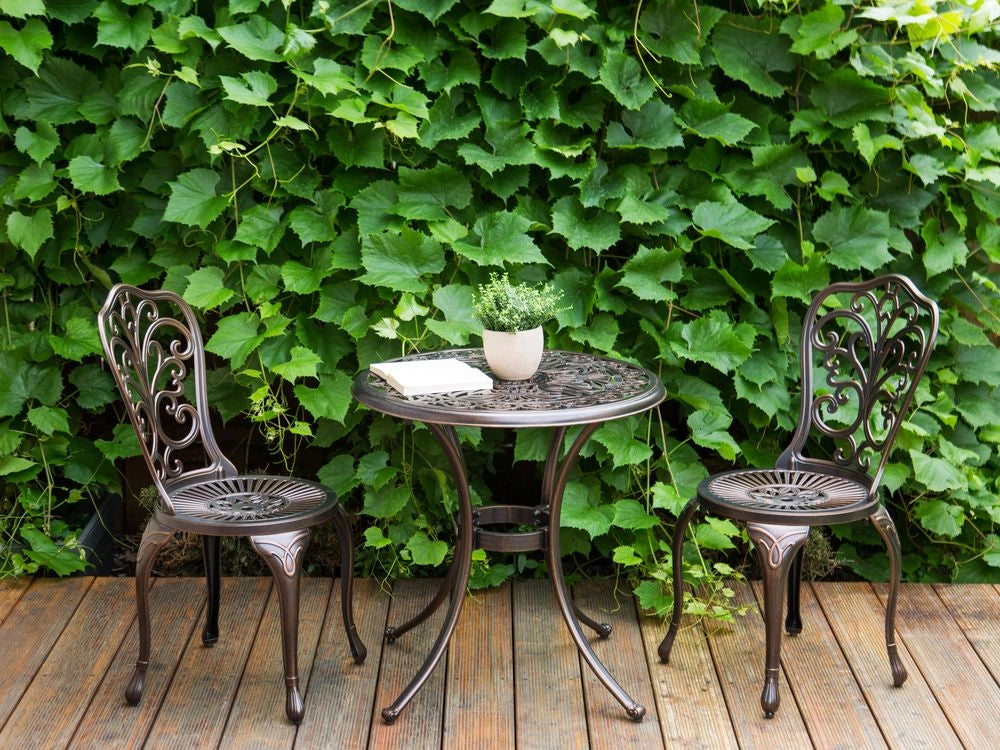 Set da giardino Bistro Tavolo e sedie in metallo marrone in stile vintage per esterni
