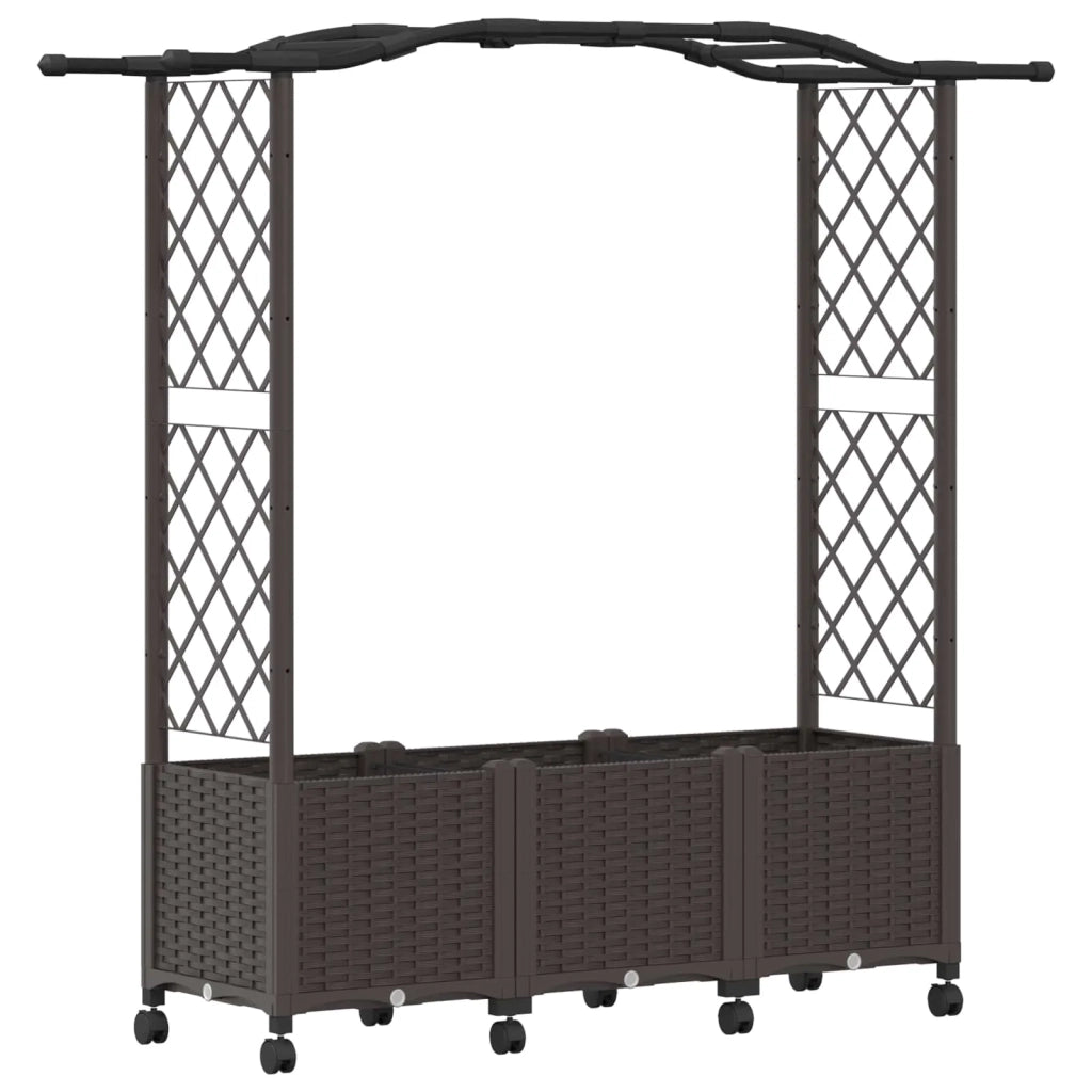 Letto Rialzato con Griglia e Tetto Marrone 164 x 40 x 144 cm PP 3423100