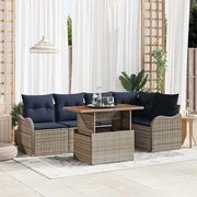 Set Divano da Giardino 6 pz 5-Numero di posti Grigio e Blu Navy 3349464