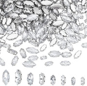 Decorazione con Diamanti - 200 Pezzi - Occhi di Cavallo 15x7mm/12x6mm/10x5mm/8x4mm - Denti in Acciaio con Smalto - Brillante - Applicazioni Decorative - Lavorati a Facce - Diamanti Rhinestoni