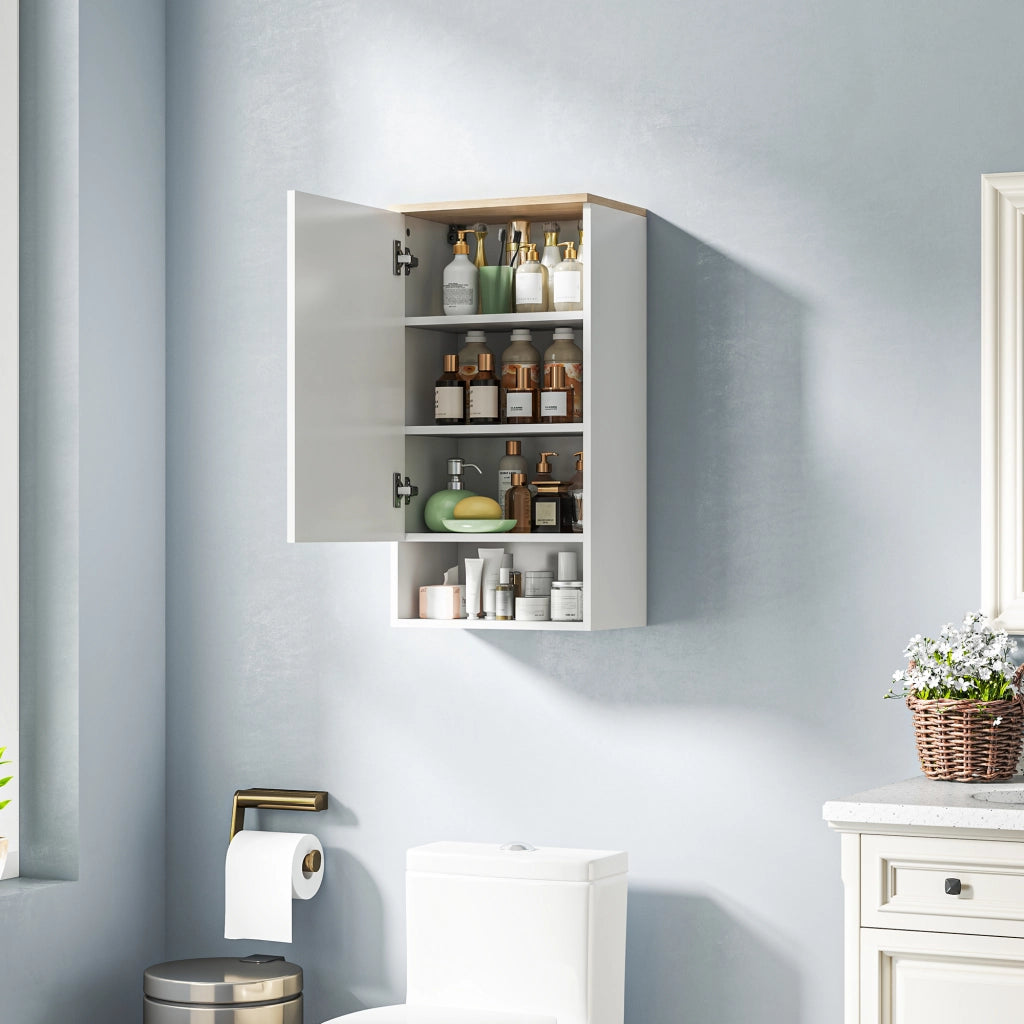 Armadietto da Bagno a Parete con Ripiani Regolabili ¨C zephmum ¨C Legno Bianco 60x30x30 cm