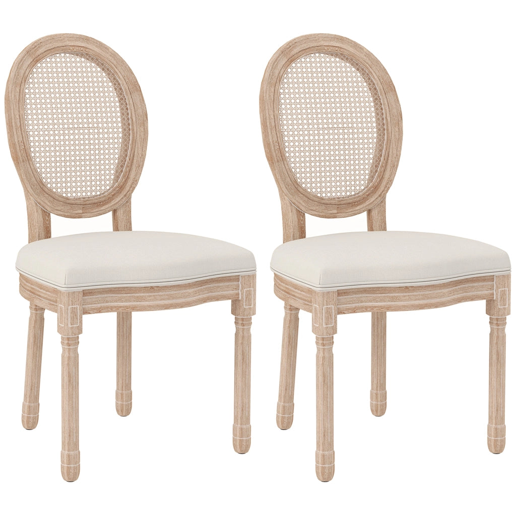 Set di 2 Sedie da Pranzo Vintage con Intreccio Vienna ¨C zephmum ¨C Naturale e Creme
