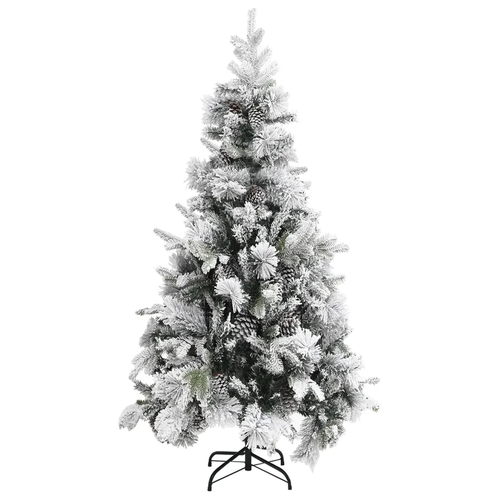 Albero di Natale con Neve Floccata e Pigne 225 cm PVC e PE 340532