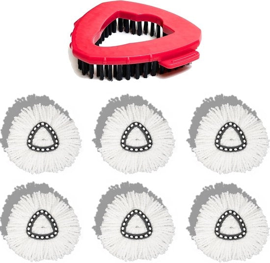 Set di 7 pezzi per la sostituzione di Mopkop O Ceda: Spazzola per giunti e sporco ostinato e Set di sostituzione Spin Mop per O Ceda - Copricapo microfibra per la sostituzione di Mopkop O Ceda - Set di attacchi per spazzole per pavimento per O'ceda
