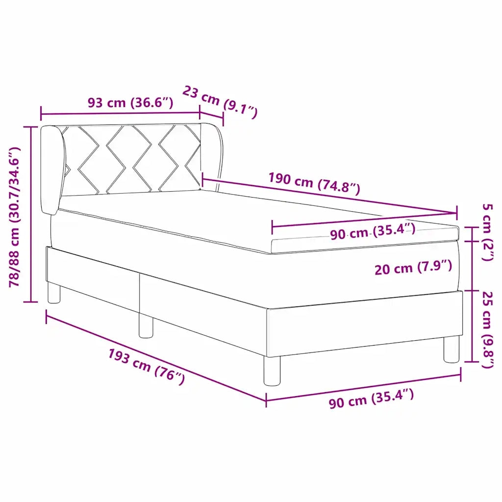 Letto a molle con materasso Rosa 90 x 190 cm Velluto 3340423