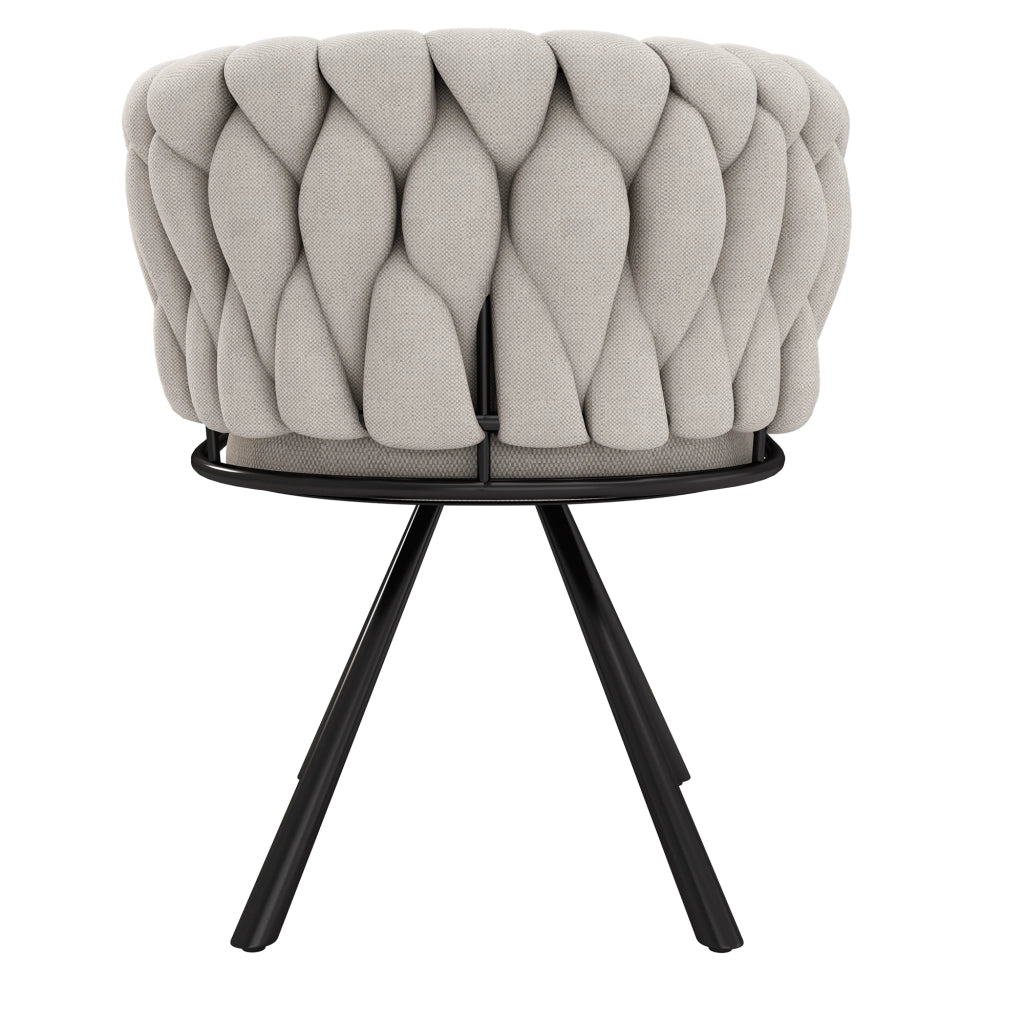 Sedia da Pranzo Girevole in Tessuto ¨C MINIMAL ¨C Beige/Nero, Gambe in Metallo, Set 2 Pezzi