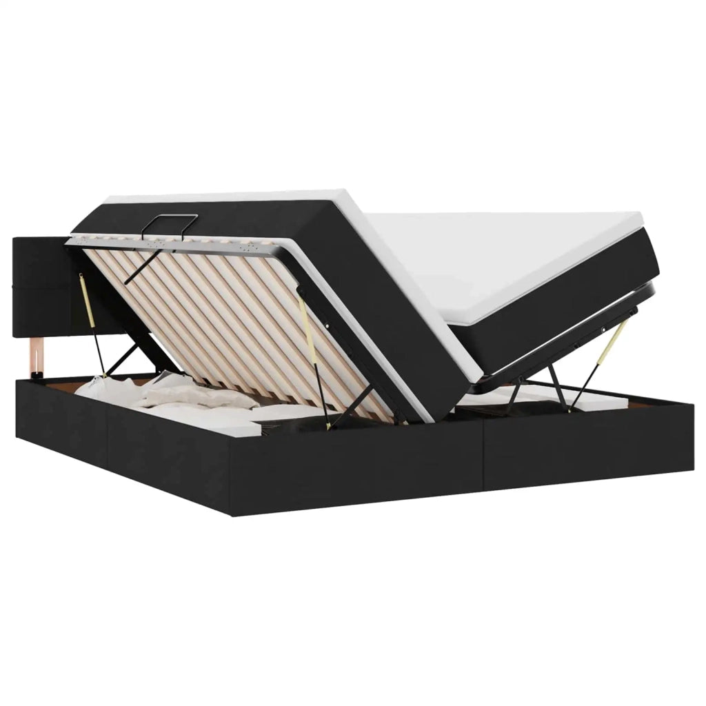 Letto con Contenitore Nero 200 x 200 cm Pelle Sintetica 3370933