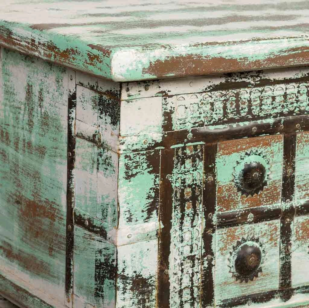 Cassapanca in legno verde artigianale 98x42x45h cm